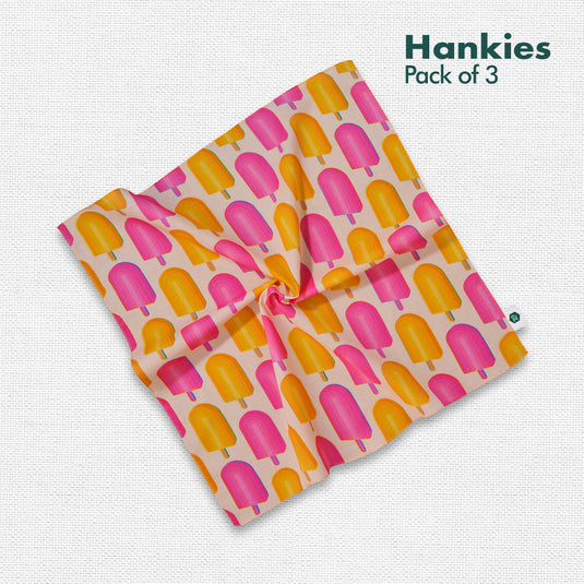 Sweet Tooth! Unisex Hankies, 100% Organic Cotton, Pack of 3