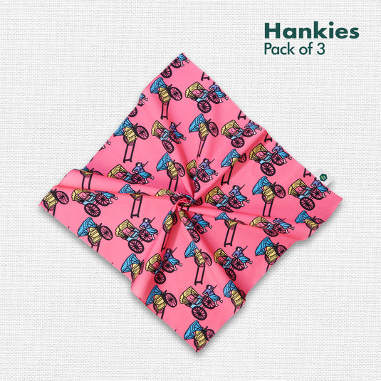 Travel Bug! Men's Hankies, 100% Organic Cotton, Pack of 3