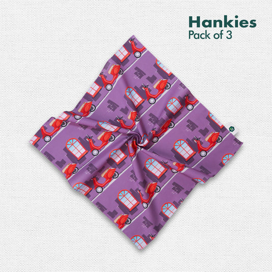 Out Of Town! Men's Hankies, 100% Organic Cotton, Pack of 3