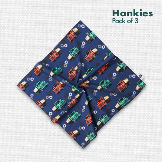 Out Of Town! Men's Hankies, 100% Organic Cotton, Pack of 3