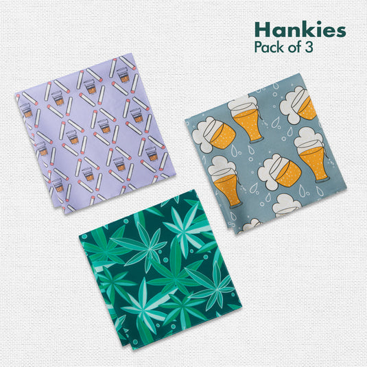 Smoking Hot! Men's Hankies, 100% Organic Cotton, Pack of 3