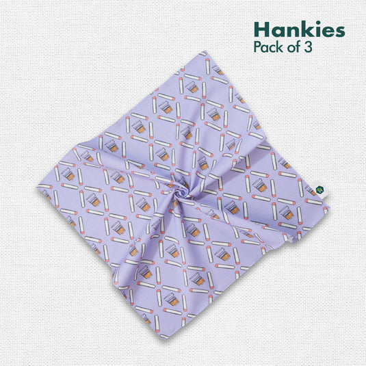 Smoking Hot! Men's Hankies, 100% Organic Cotton, Pack of 3