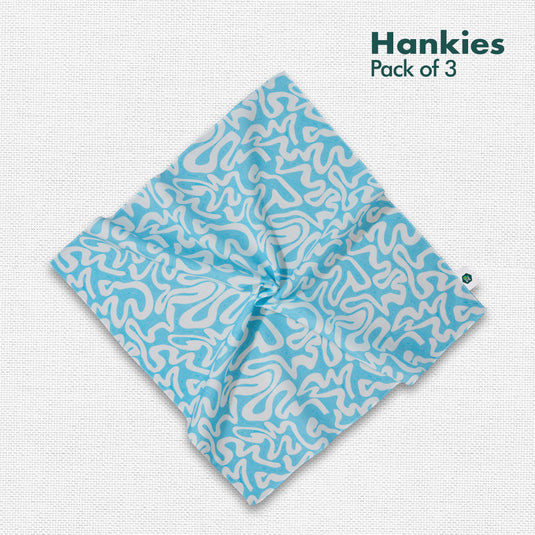 Summer Vibes! Men's Hankies, 100% Organic Cotton, Pack of 3