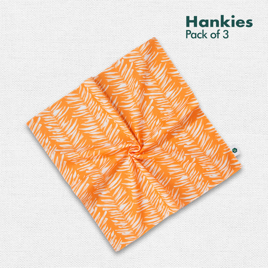 Summer Vibes! Men's Hankies, 100% Organic Cotton, Pack of 3