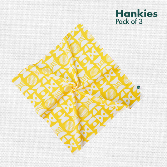 Summer Fling! Men's Hankies, 100% Organic Cotton, Pack of 3