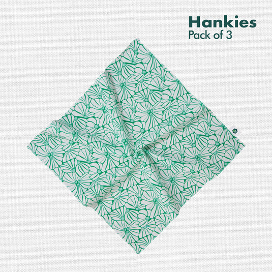 Summer Fling! Men's Hankies, 100% Organic Cotton, Pack of 3