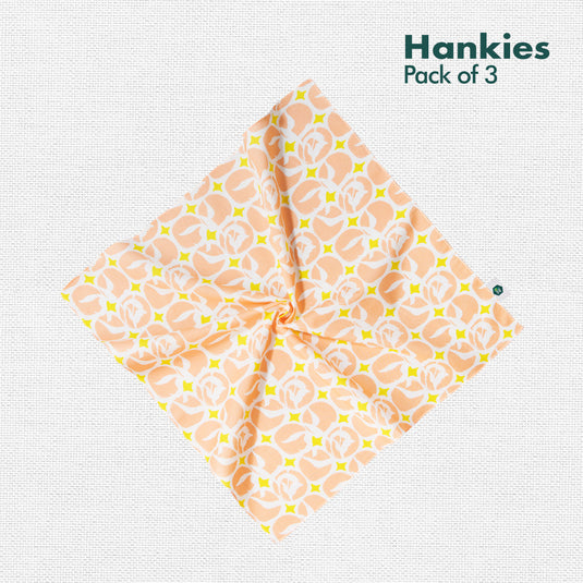 Summer Fling! Men's Hankies, 100% Organic Cotton, Pack of 3