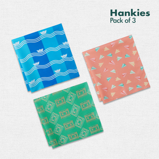 Let���s Rewind! Unisex Hankies, 100% Organic Cotton, Pack of 3