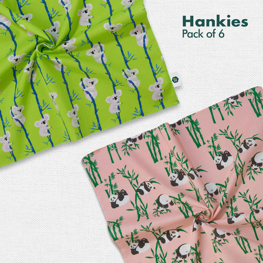 Tail-or Made! Unisex Hankies, 100% Organic Cotton, Pack of 6