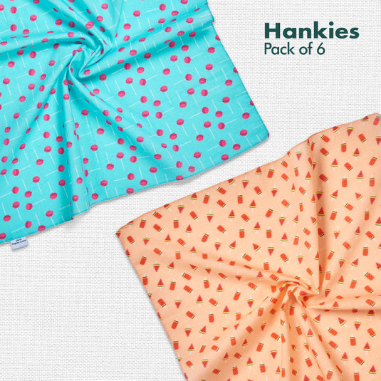 Eye Candy! Unisex Hankies, 100% Organic Cotton, Pack of 6