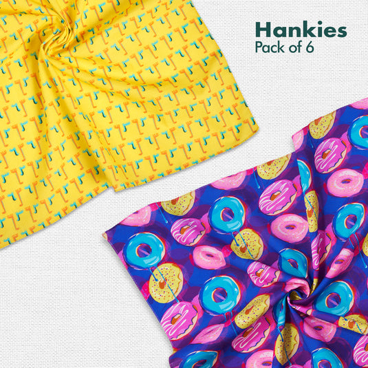 Eye Candy! Unisex Hankies, 100% Organic Cotton, Pack of 6