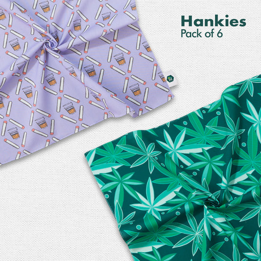 Happy Hour! Men's Hankies, 100% Organic Cotton, Pack of 6