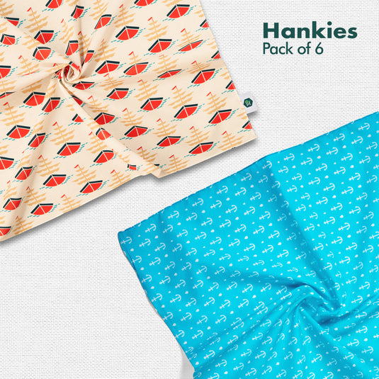 Vitamin Sea! Unisex Hankies, 100% Organic Cotton, Pack of 6