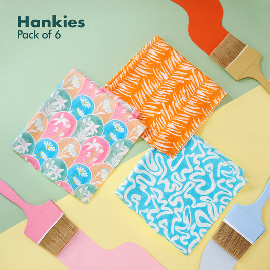 Beat The Heat! Women's Hankies, 100% Organic Cotton, Pack of 6