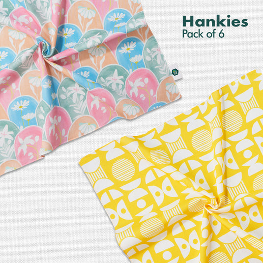 Beat The Heat! Unisex Hankies, 100% Organic Cotton, Pack of 6