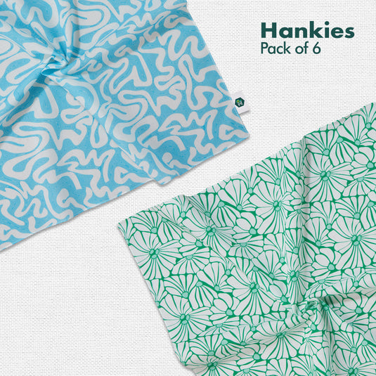 Beat The Heat! Unisex Hankies, 100% Organic Cotton, Pack of 6