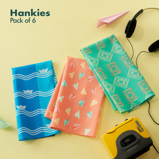 Seas The Day! Men's Hankies, 100% Organic Cotton, Pack of 6