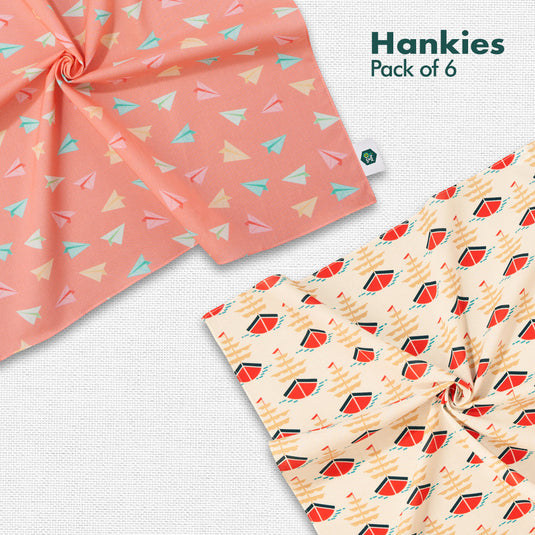 Seas The Day! Men's Hankies, 100% Organic Cotton, Pack of 6