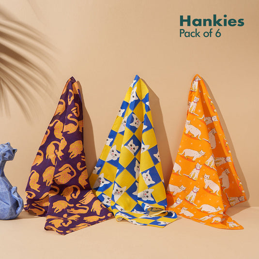 Wagging Tails! Unisex Hankies, 100% Organic Cotton, Pack of 6