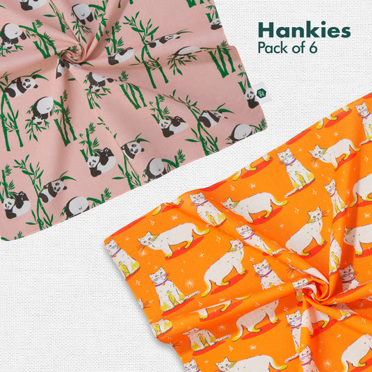 Zoo-logical! Unisex Hankies, 100% Organic Cotton, Pack of 6