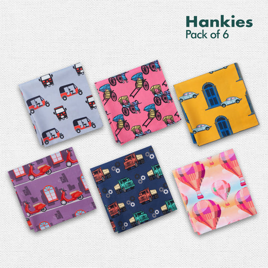 Backpacking! Unisex Hankies, 100% Organic Cotton, Pack of 6