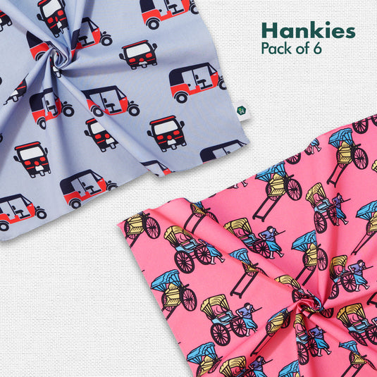 Backpacking! Unisex Hankies, 100% Organic Cotton, Pack of 6