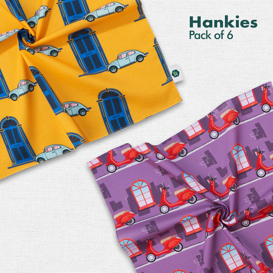 Backpacking! Unisex Hankies, 100% Organic Cotton, Pack of 6