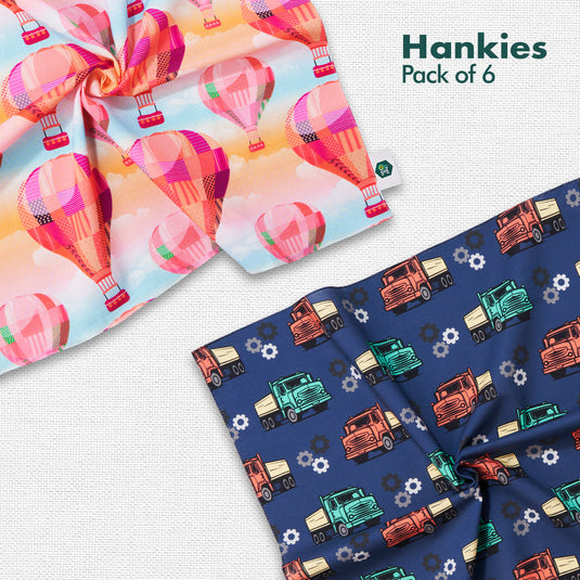 Backpacking! Unisex Hankies, 100% Organic Cotton, Pack of 6