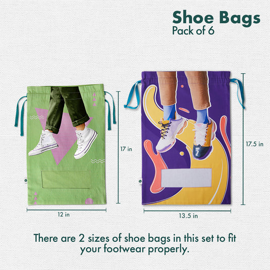 Sneaker Addiction! Men's & Women's Shoe Bags, 100% Organic Cotton, Pack of 6