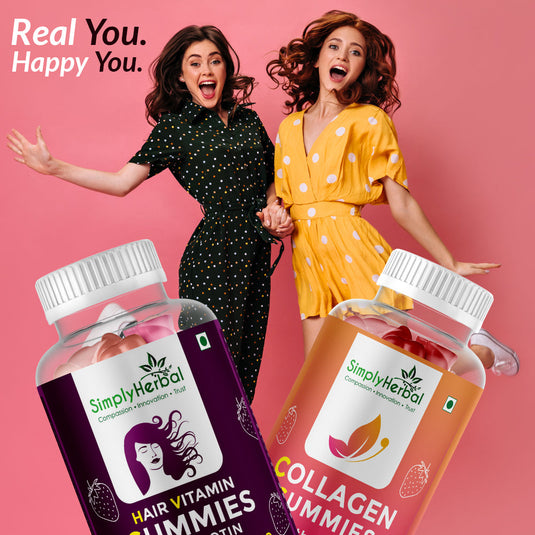 SimplyHerbal Vitamin Gummies Hair, Skin & Nail Health Combo Pack ( Collagen + Biotin )