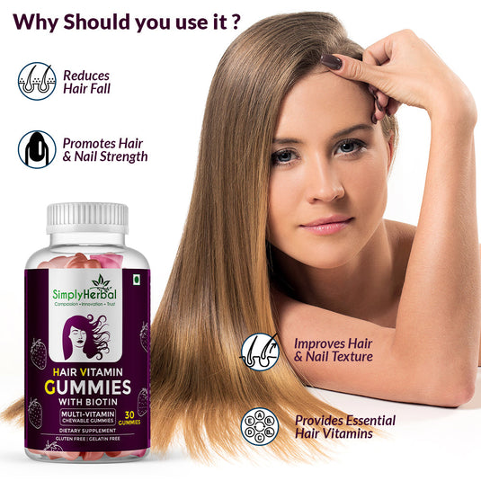 SimplyHerbal Vitamin Gummies Hair, Skin & Nail Health Combo Pack ( Collagen + Biotin )