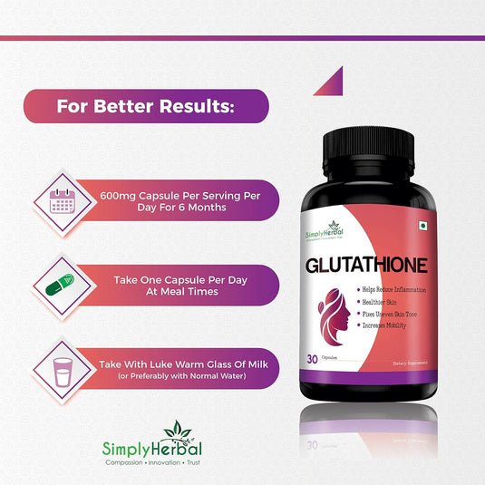 Simply Herbal L-Glutathione Skin Whitening & Brightening With Vitamin C & E -30 Capsules