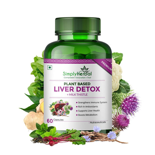 Simply Herbal Plant-Based Liver Detox Milk Thistle Extract For Liver & Gall Bladder Health -60 Capsules