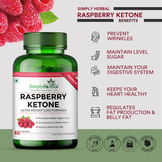 Simply Herbal Raspberry Ketone with Green Tea & Garcinia Cambogia 800Mg - 60 Capsules