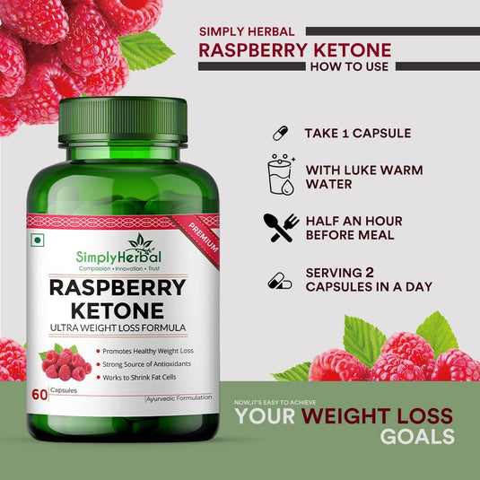 Simply Herbal Raspberry Ketone with Green Tea & Garcinia Cambogia 800Mg - 60 Capsules