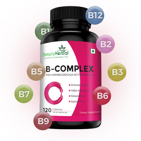 Simply Herbal Vitamin B-Complex Premium Biologically Active Formula-120 Capsules