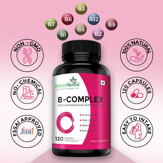 Simply Herbal Vitamin B-Complex Premium Biologically Active Formula-120 Capsules