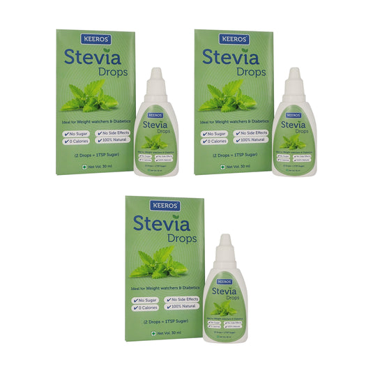 Keeros Stevia Drops Liquid Sweetener- 100% Natural Extract of Stevia Leaves | Zero Calories, Zero GI Sugar Substitute | Ideal for Diabetics & Weight Loss | Best Sugar Free Stevia Liquid Drops