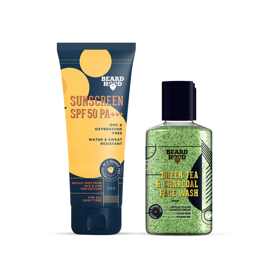 SPF 50 Sunscreen & Green Tea Face Wash Combo