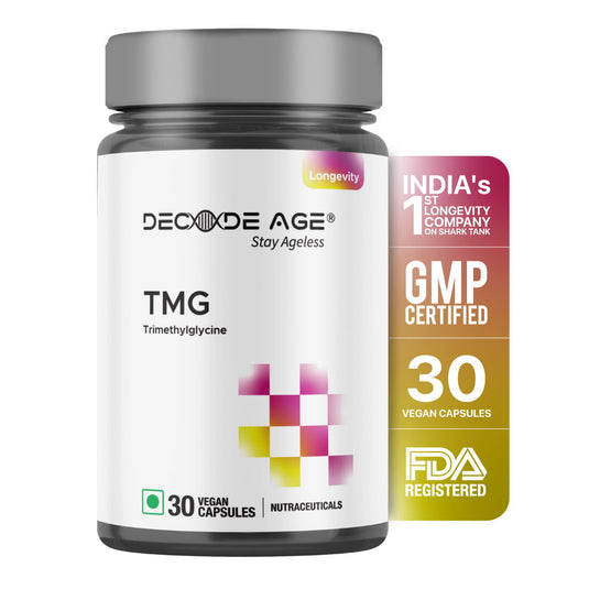 TMG (Trimethylglycine) 500mg | Healthy Homocysteine | 30 Capsules - Decode Age