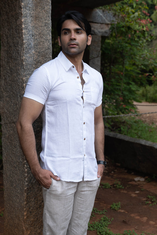 casual white shirt for men