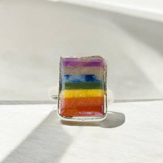 Seven Chakra Adjustable Ring