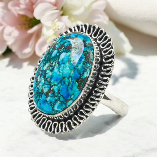 Healing Turquoise Adjustable Certified Gemstone Ring