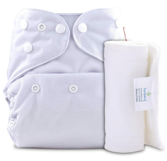 Diaper Cover (White) + 1 Wet free Insert