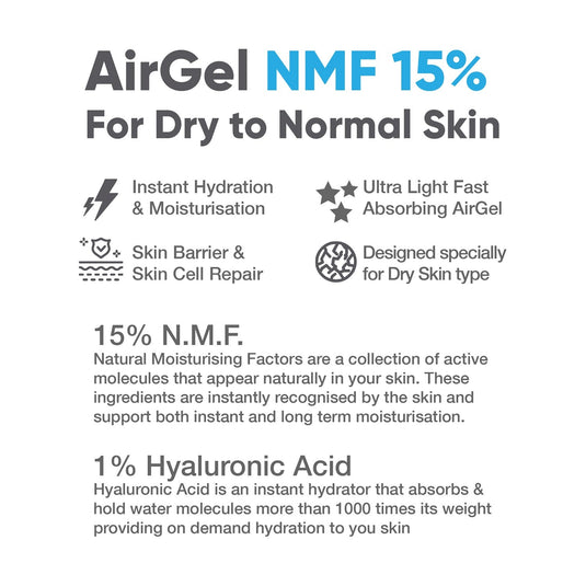 AirGel NMF-15% Moisturiser for Dry Skin, 100ml - CosIQ