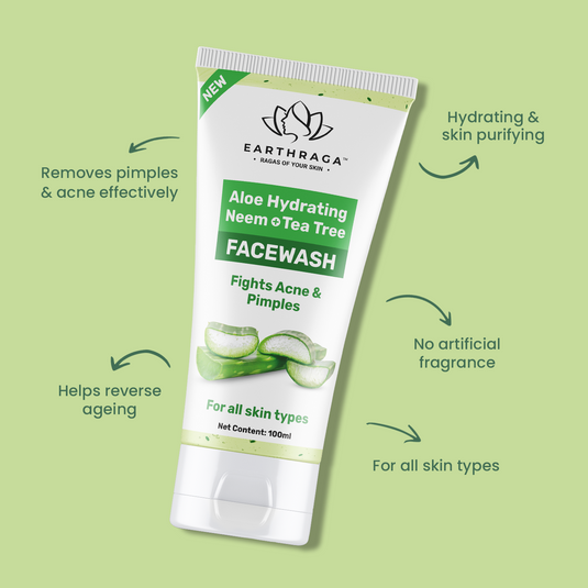 Earthraga Aloe Hydrating Neem Tea Tree Face Wash | Fights acne and pimples | 100 ml