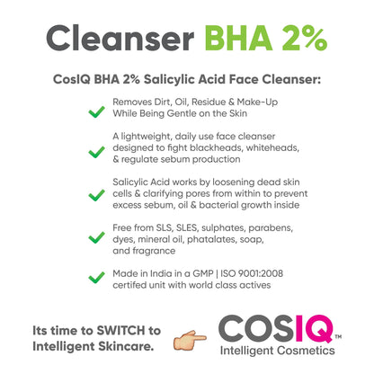 BHA - 2% Salicylic Acid Face Cleanser, 100ml - CosIQ