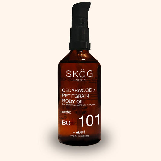 SKOG CEDARWOOD / PETITGRIAN BODY OIL for dry dull skin, body marks / spots, body acne and dark elbows and knees for all skin types