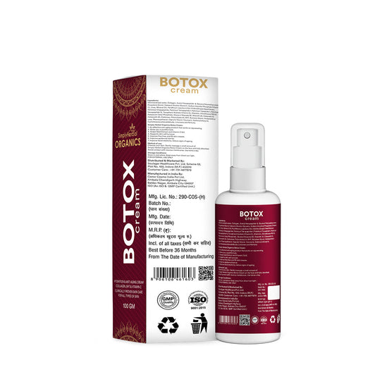 Simply Herbal Organics Botox Cream 100 Gm| Face Repairing & Brightening for All Skin Types