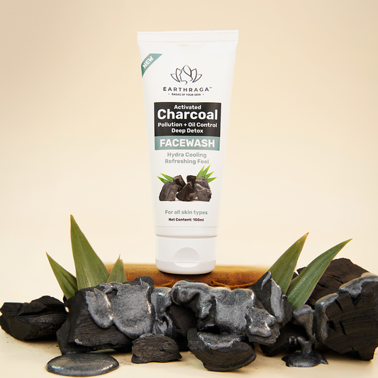 Earthraga Activated Charcoal Face Wash | With Alpha Arbutin and Argan Oil | 100 ml